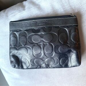 Coach Pewter Leather Zip Pouch
